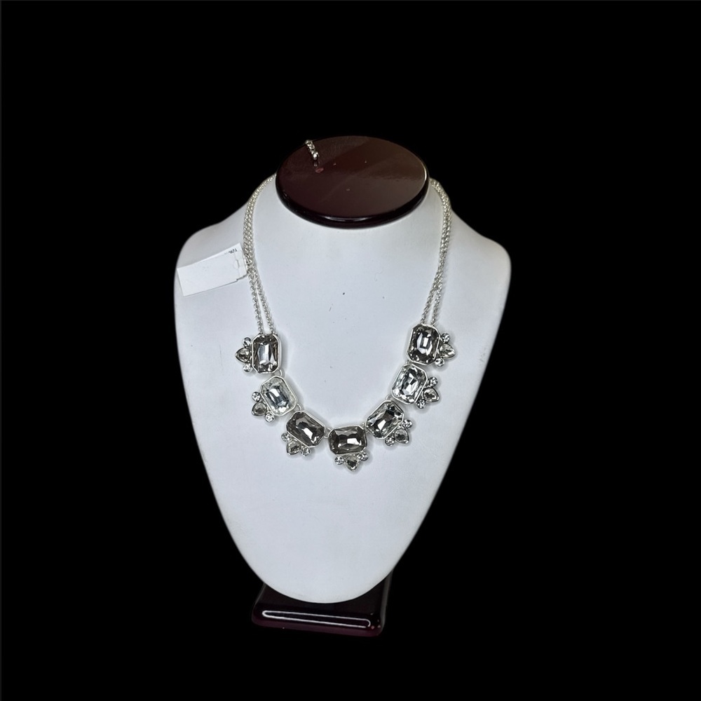 Charter club silver crystal frontal Elegant Necklace new
